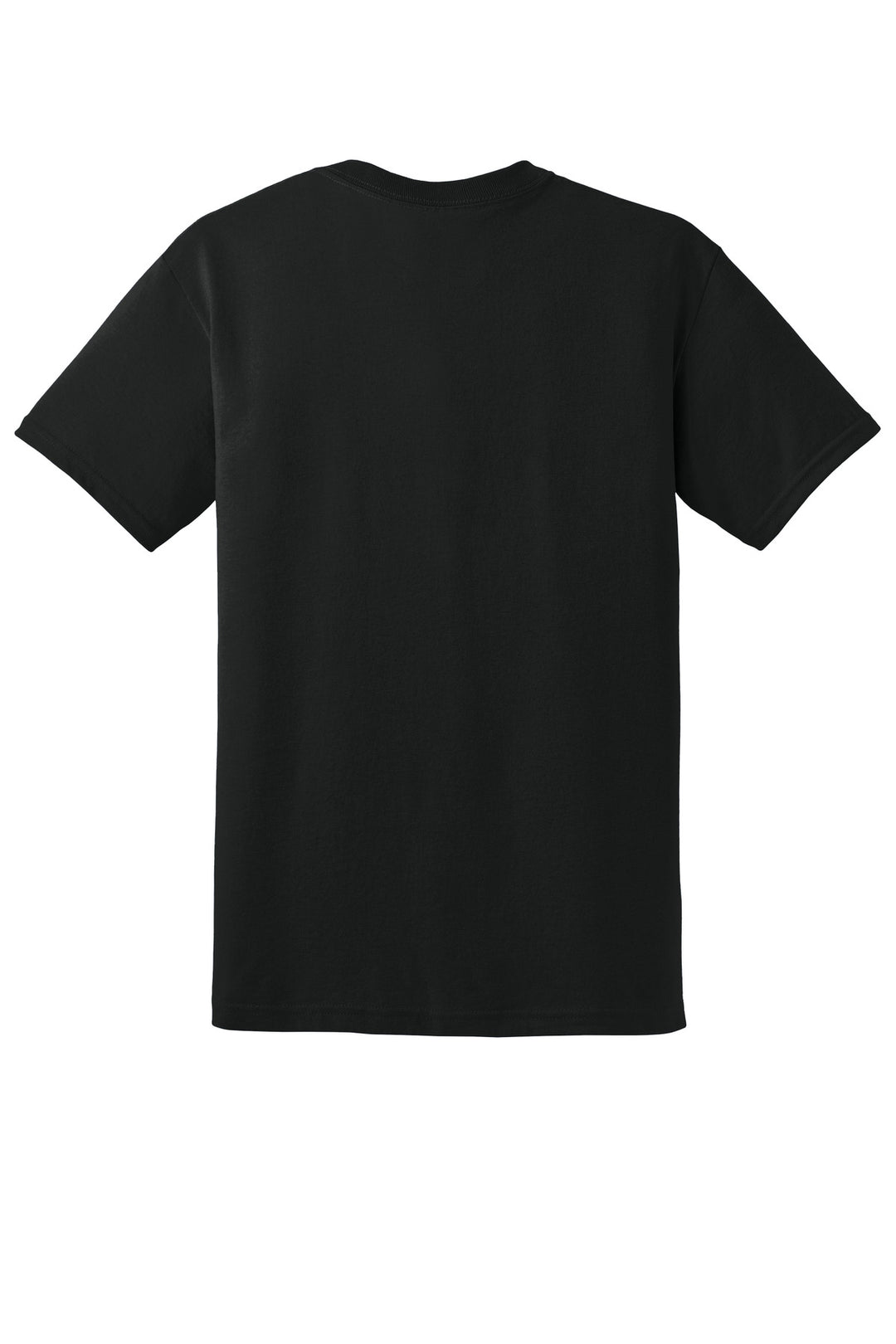 Rear View of Black Gildan DryBlend 50 Cotton/50 Poly T-Shirt. 8000