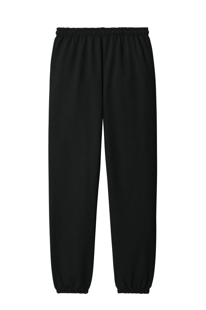 Rear View of Black Gildan Heavy Blend Sweatpant. 18200