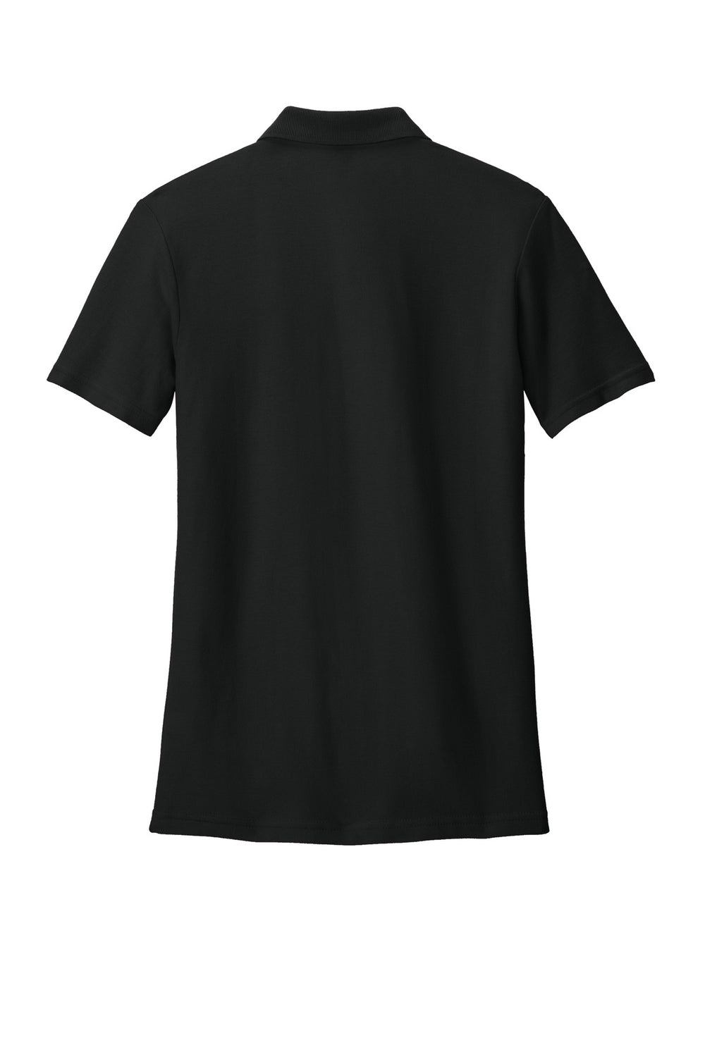 Rear View of Black Gildan Softstyle Women's Pique Polo 64800L