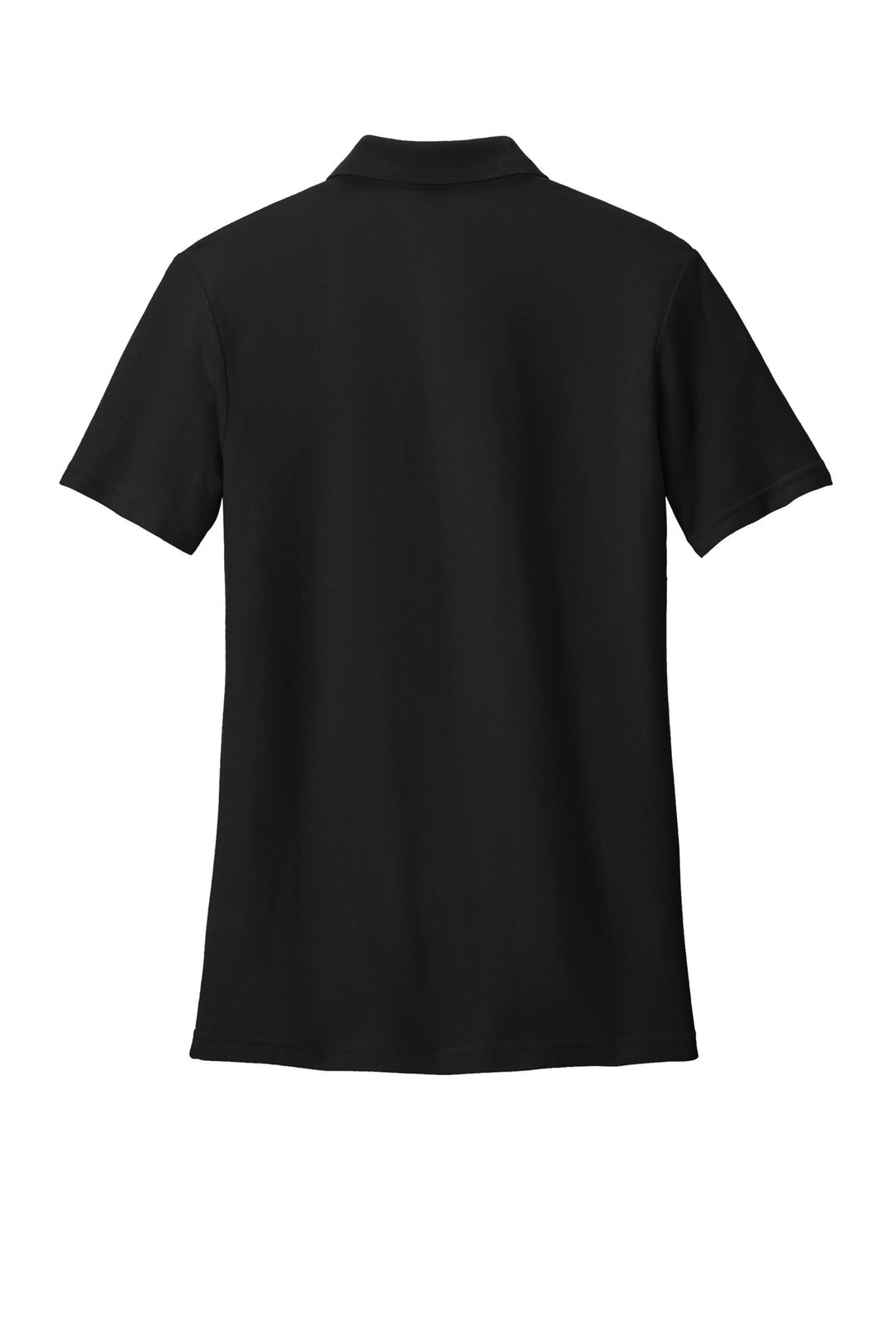 Rear View of Black Gildan Softstyle Women's Pique Polo 64800L