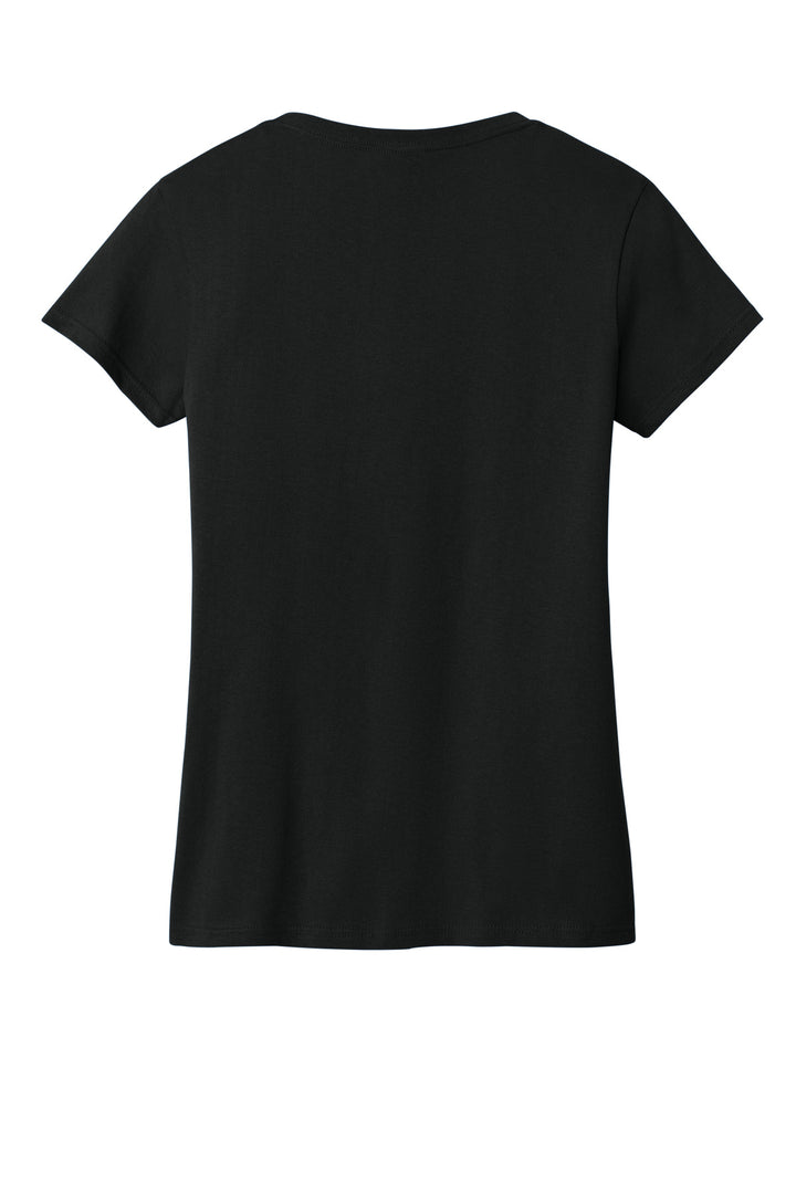 Rear View of Black Gildan Women's Heavy Cotton 100% Cotton V-Neck T-Shirt. 5V00L