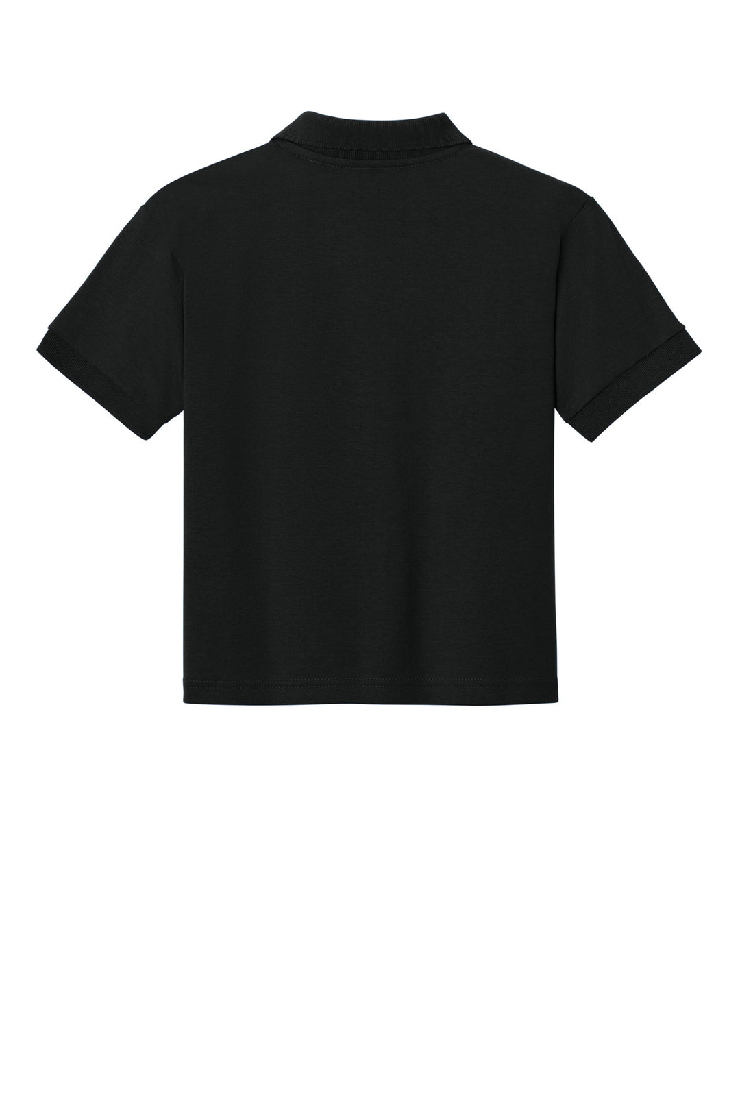 Rear View of Black Gildan Youth DryBlend 6-Ounce Jersey Knit Sport Shirt. 8800B