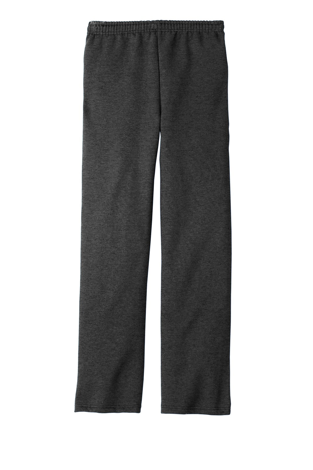 Rear View of Black Heather Jerzees NuBlend Open Bottom Pant with Pockets. 974MP