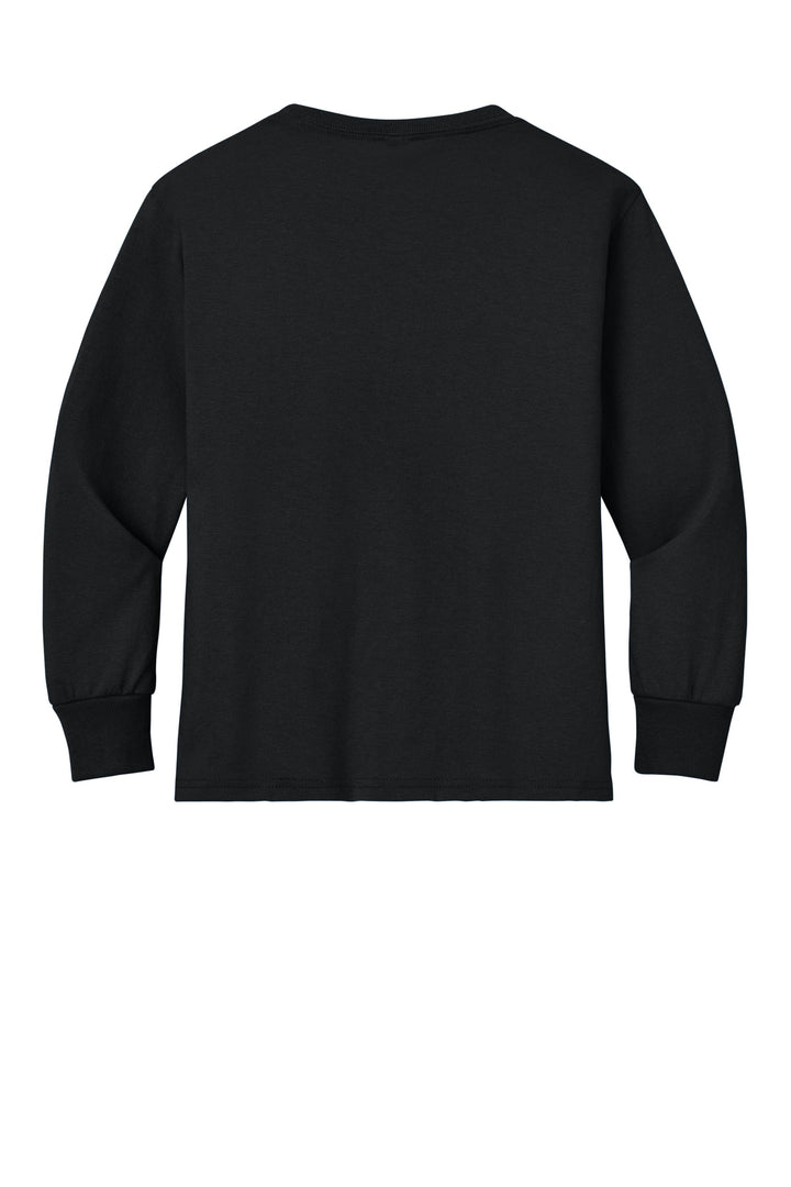 Rear View of Black Jerzees Youth Dri-Power 50/50 Cotton/Poly Long Sleeve 29BL