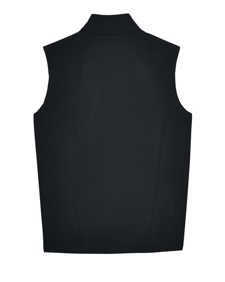 Rear View of Black Men's Cruise Two-Layer Fleece Bonded Soft Shell Vest - CE701