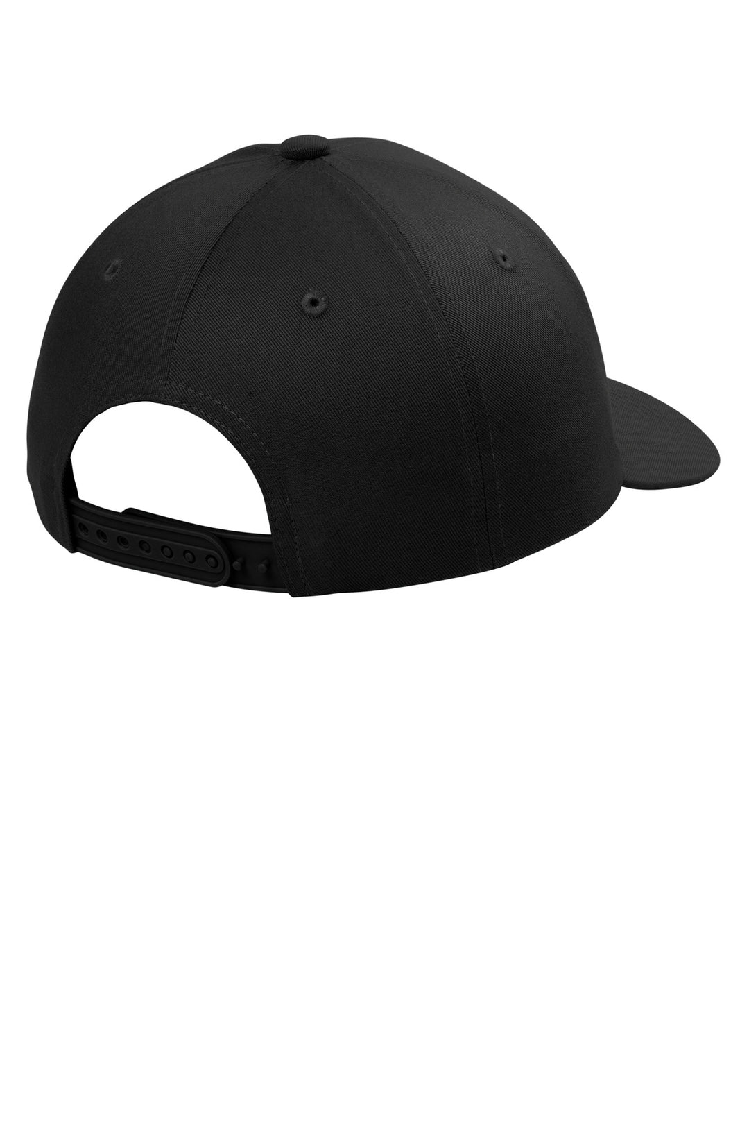 Rear View of Black Port Authority Snapback Cap C408