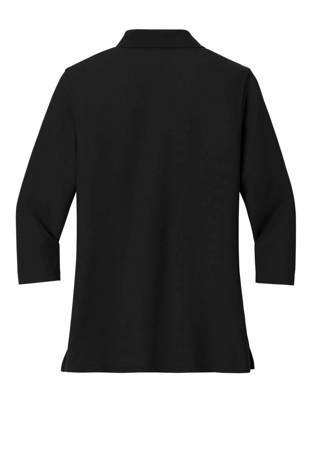 Rear View of Black Port Authority Women's Silk Touch 3/4-Sleeve Polo. L562