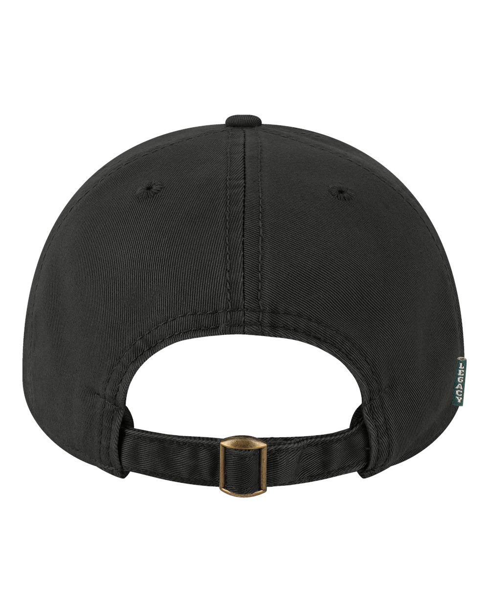 Rear View of Black Relaxed Twill Dad Hat - EZA