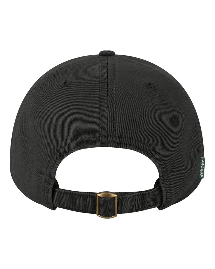 Rear View of Black Relaxed Twill Dad Hat - EZA