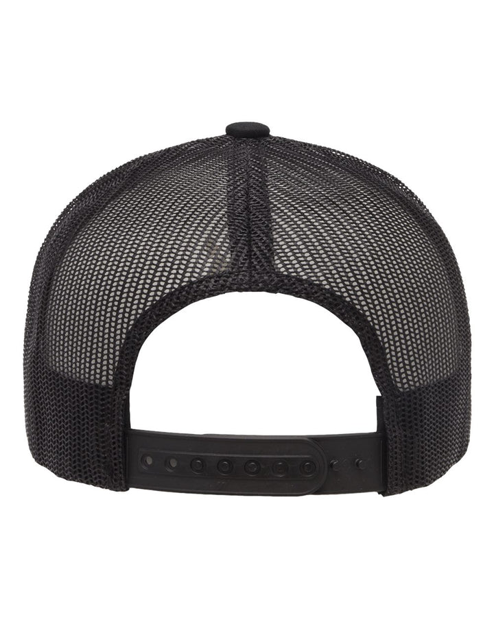 Rear View of Black Retro Trucker Cap - 6606