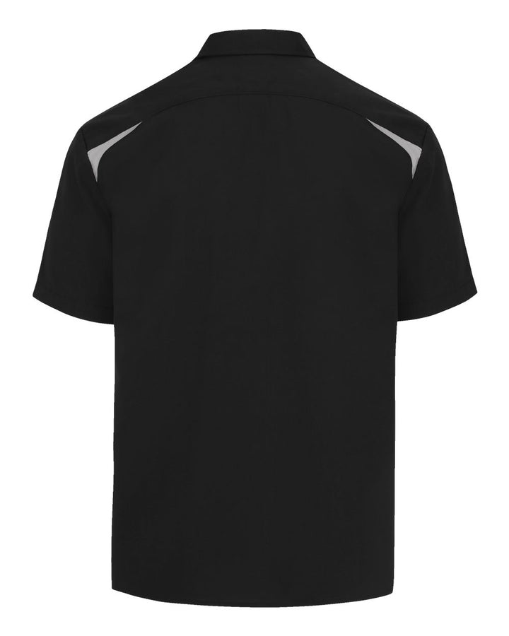 Rear View of Black/ Smoke Men's Short Sleeve Performance Team Shirt - 0005