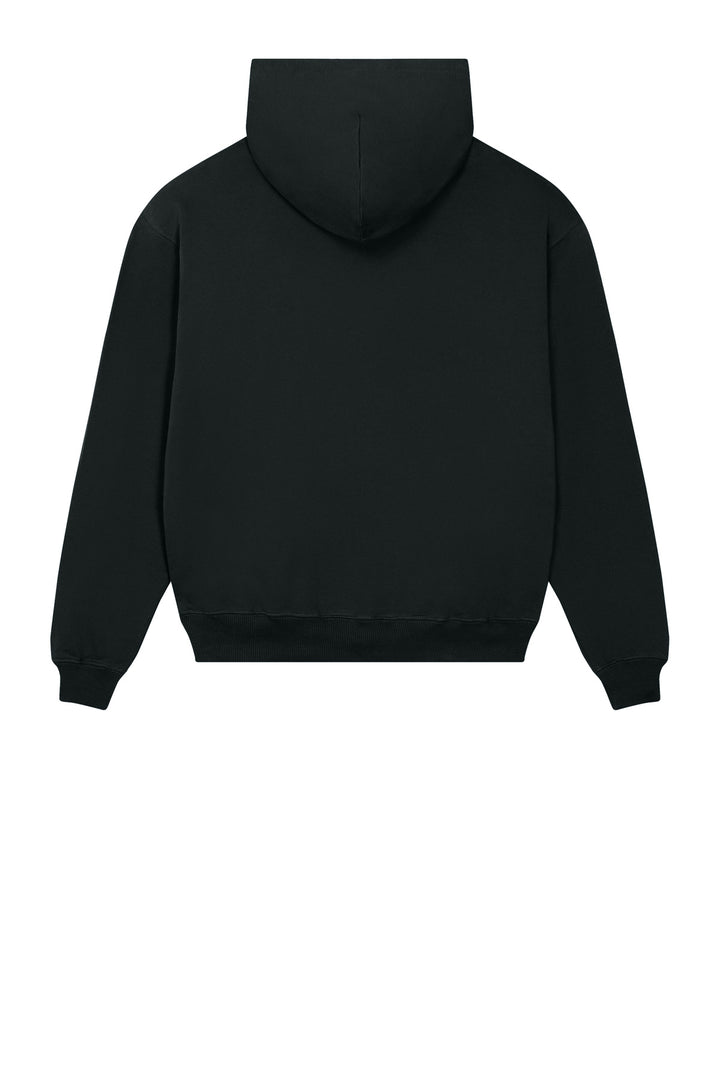 Rear View of Black Stanley/Stella Unisex Cooper Dry Hooded Sweatshirt SXU028