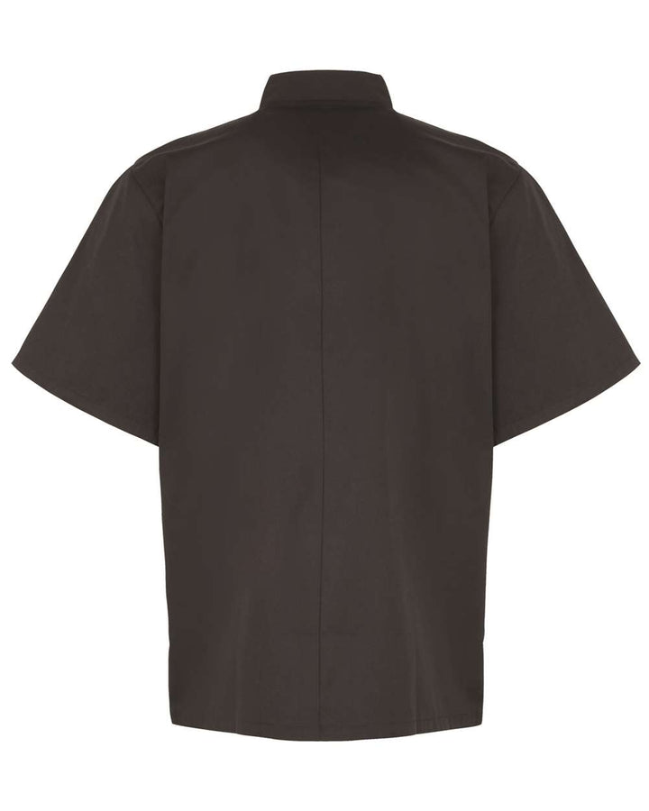 Rear View of Black Ten Studded Front Chef Short Sleeve Coat - RP664