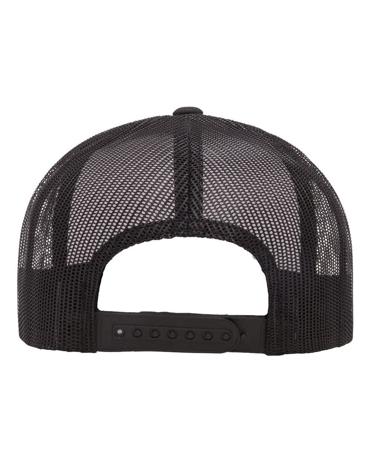 Rear View of Black/ White/ Black Five-Panel Classic Trucker Cap - 6006