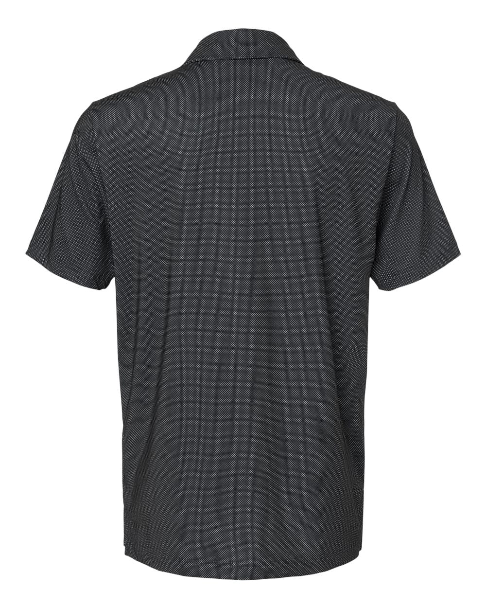 Rear View of Black/ White/ Grey Three Diamond Dot Print Polo - A498