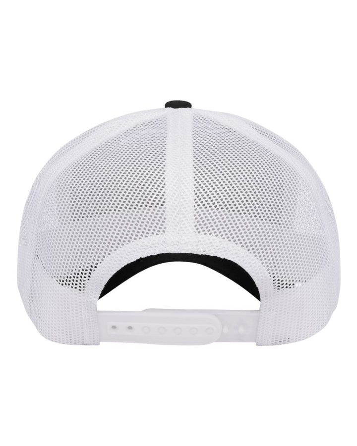 Rear View of Black/ White Retro Trucker Cap - 6606