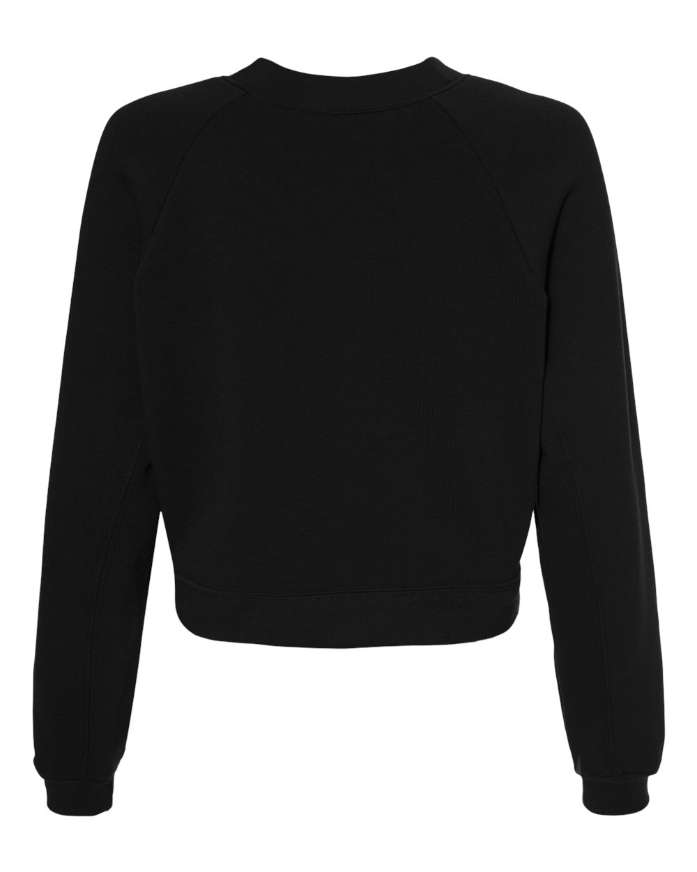 Rear View of Black Women's Raglan Pullover Fleece - 7505