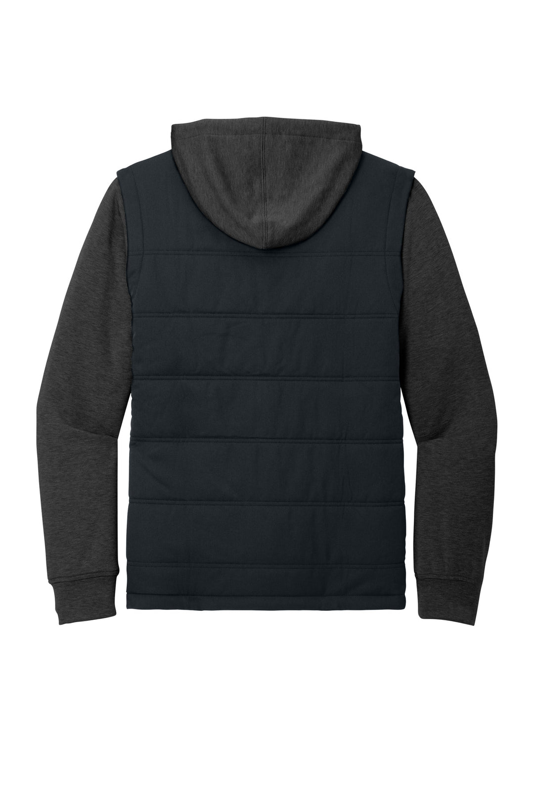 Rear View of Blk/BlkHtr TravisMathew Tides Up Hooded Jacket TM1MZ336