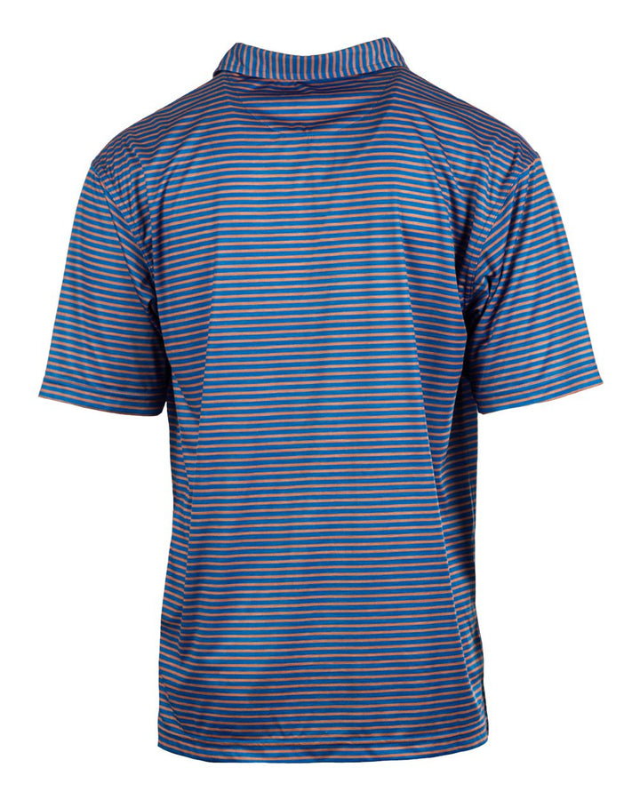 Rear View of Blue/ Gold Golf Polo - 0101