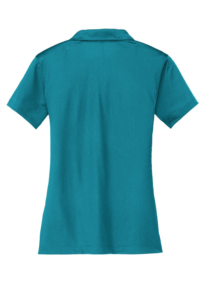 Rear View of Blustery Nike Women's Dri-FIT Vertical Mesh Polo. 637165