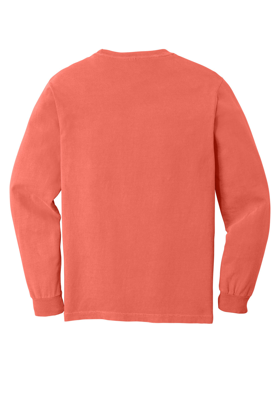 Rear View of Bright Salmon COMFORT COLORS Heavyweight Ring Spun Long Sleeve Tee. 6014