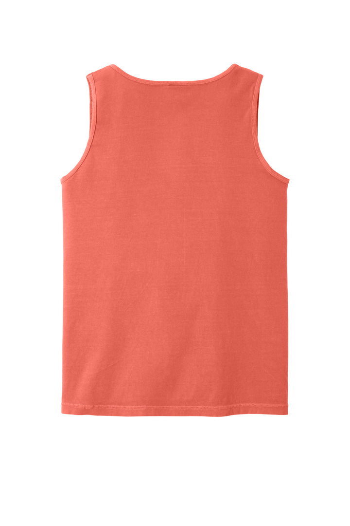 Rear View of Bright Salmon COMFORT COLORS Heavyweight Ring Spun Tank Top. 9360