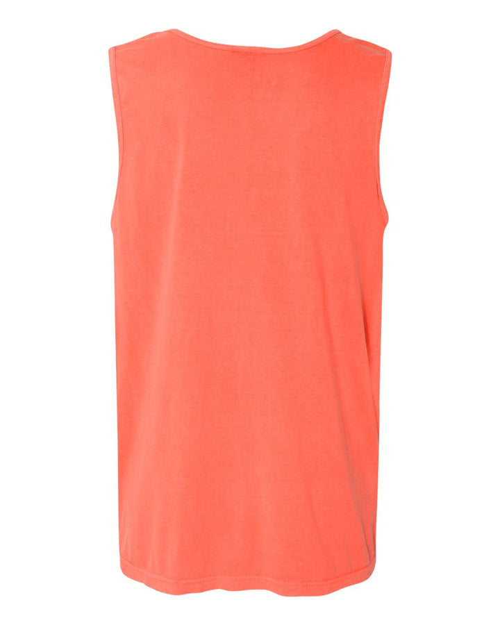 Rear View of Bright Salmon Garment-Dyed Heavyweight Tank Top - 9360