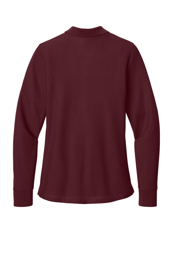 Rear View of Burgundy Port Authority Women's Wearever Signature Pique Long Sleeve Polo LK200LS