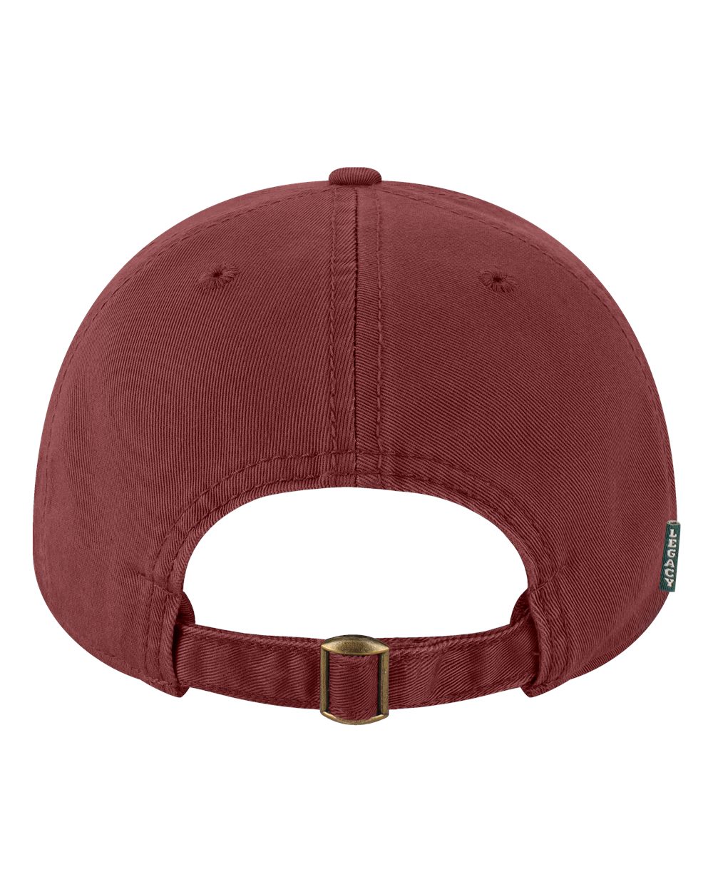 Rear View of Burgundy Relaxed Twill Dad Hat - EZA