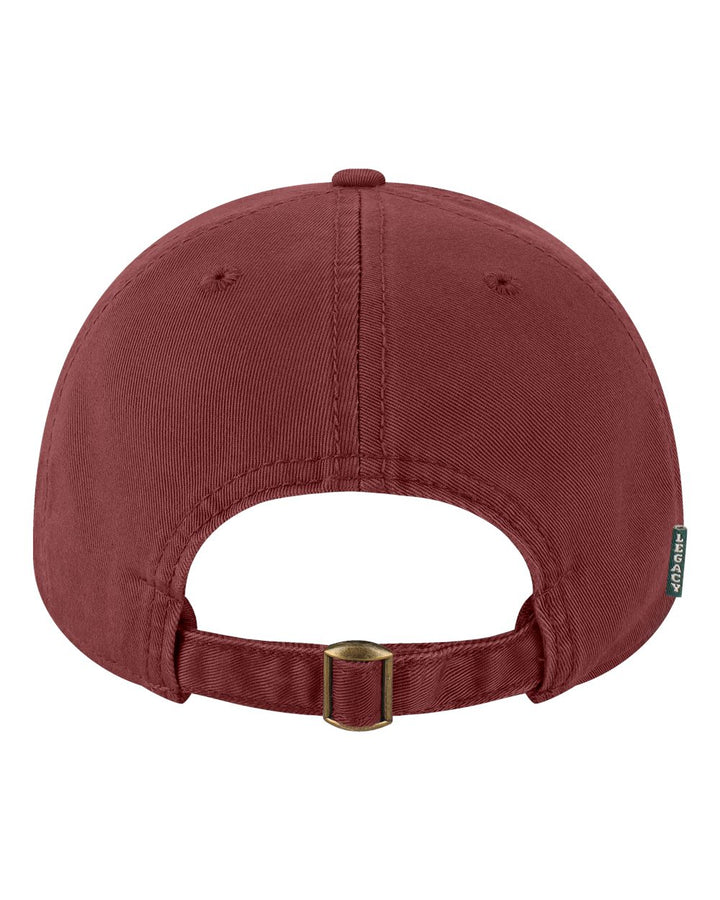Rear View of Burgundy Relaxed Twill Dad Hat - EZA
