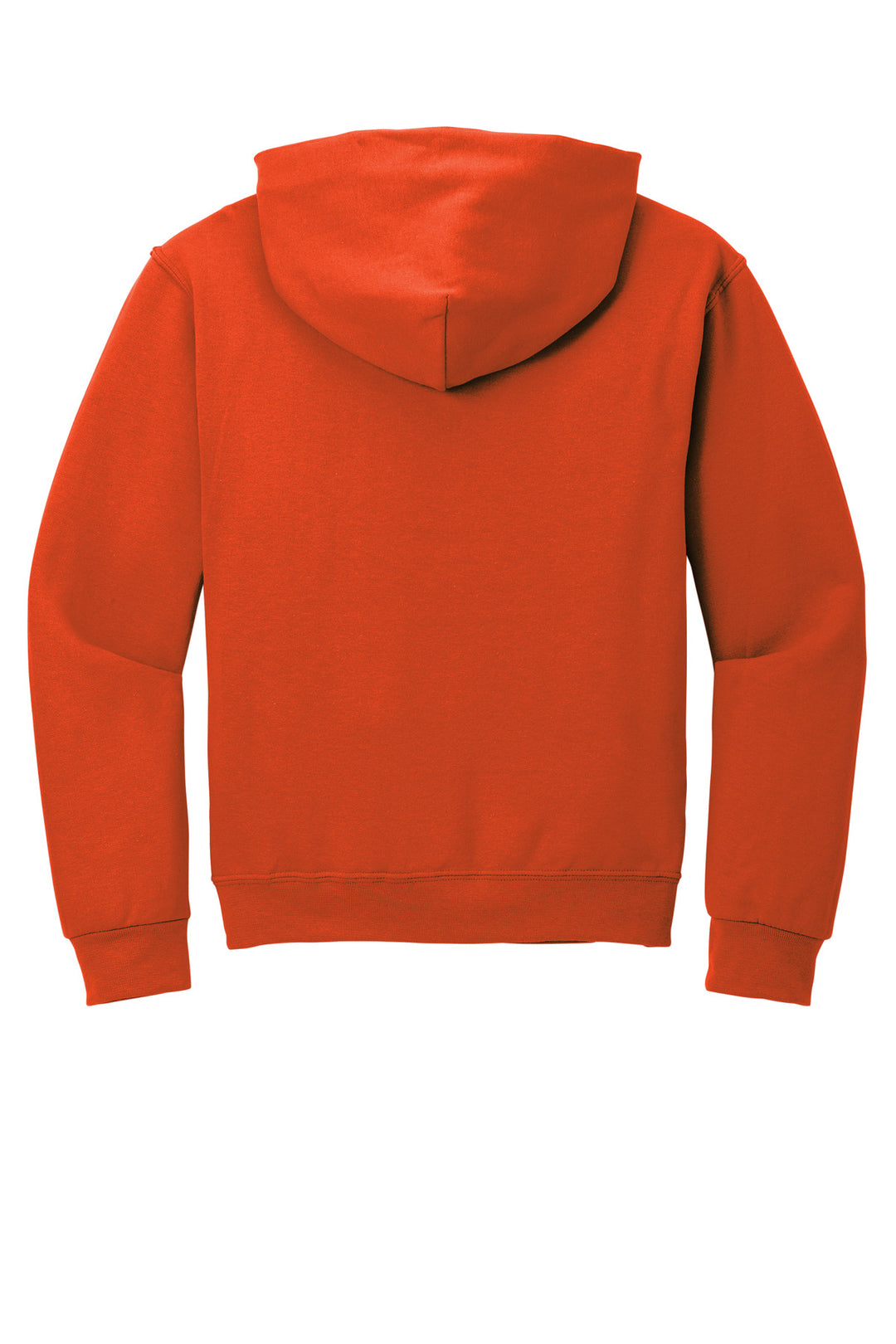 Rear View of Burnt Orange Jerzees NuBlend Pullover Hooded Sweatshirt. 996M