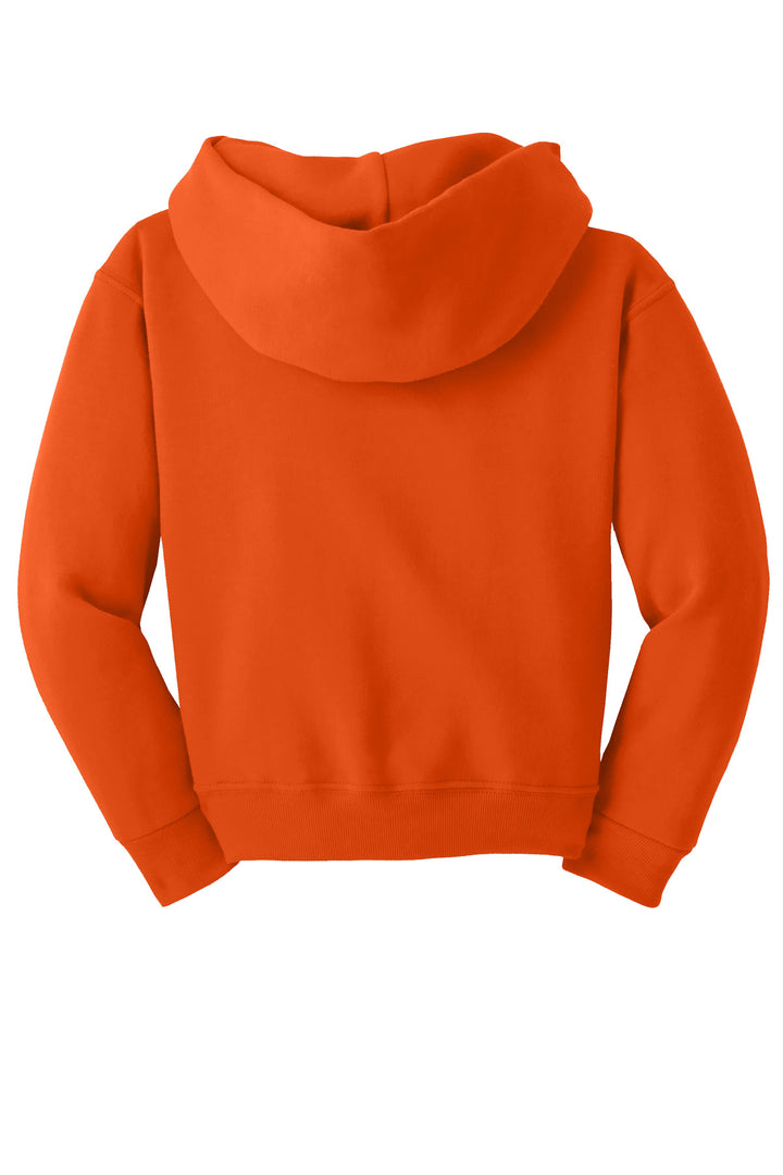 Rear View of BurntOrng Jerzees - Youth NuBlend Pullover Hooded Sweatshirt. 996Y