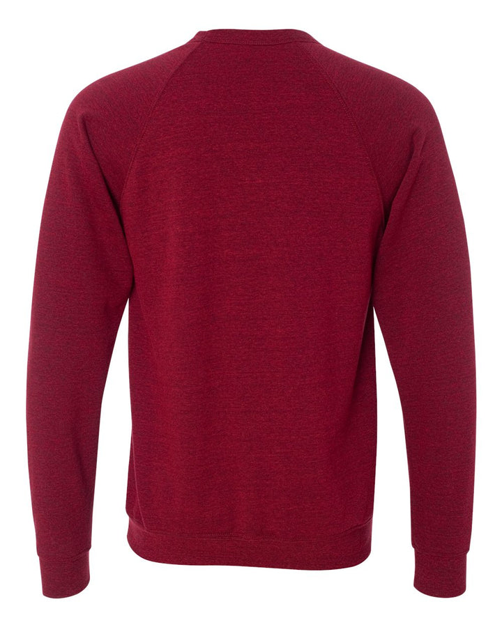 Rear View of Cardinal Triblend Sponge Fleece Raglan Crewneck Sweatshirt - 3901