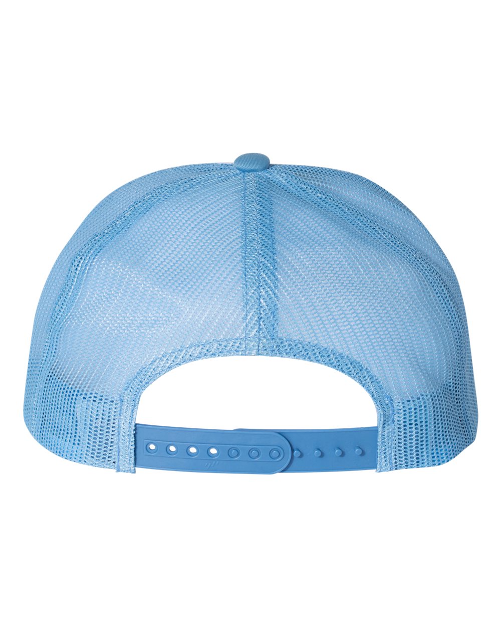 Rear View of Carolina Blue/ White/ Caroline Blue Five-Panel Classic Trucker Cap - 6006
