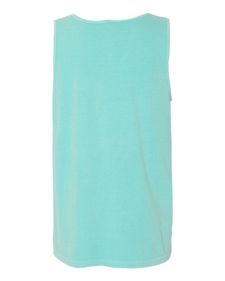 Rear View of Chalky Mint Garment-Dyed Heavyweight Tank Top - 9360