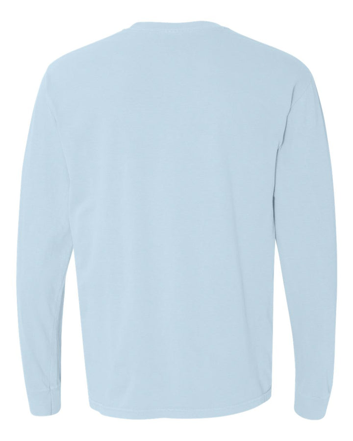 Rear View of Chambray Garment-Dyed Heavyweight Long Sleeve T-Shirt - 6014