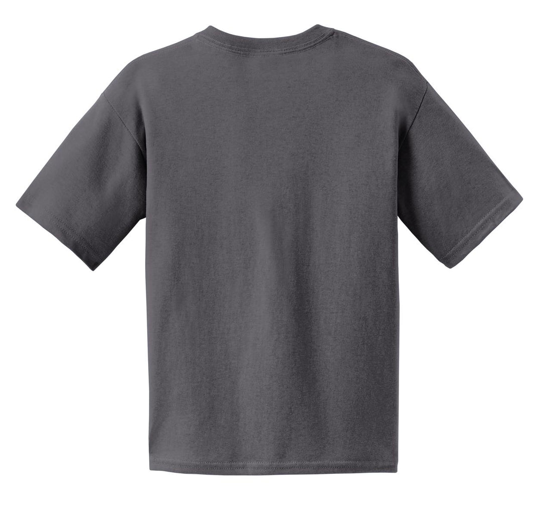 Rear View of Charcoal Gildan - Youth Ultra Cotton 100% US Cotton T-Shirt. 2000B