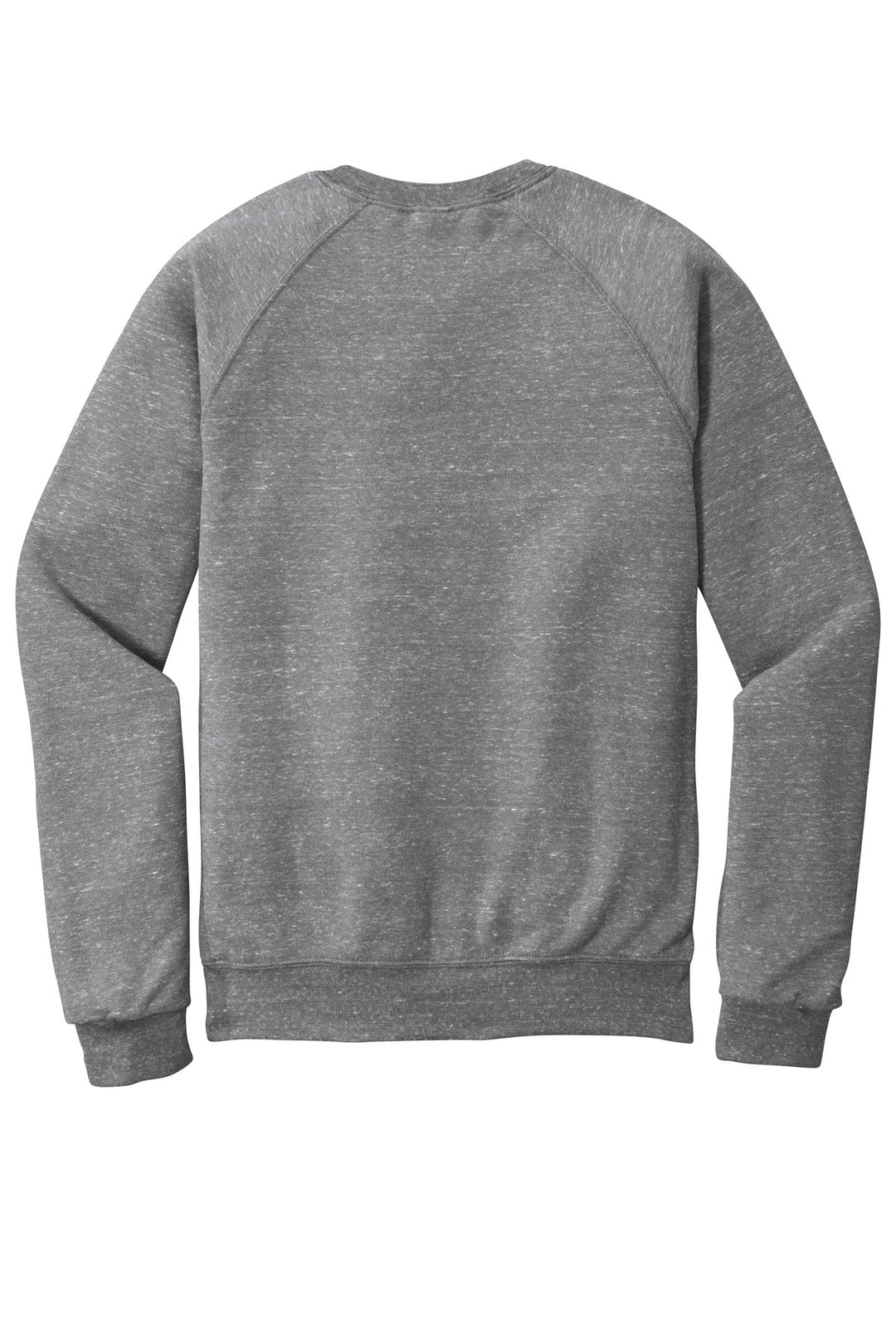 Rear View of Charcoal Jerzees Snow Heather French Terry Raglan Crew 91M