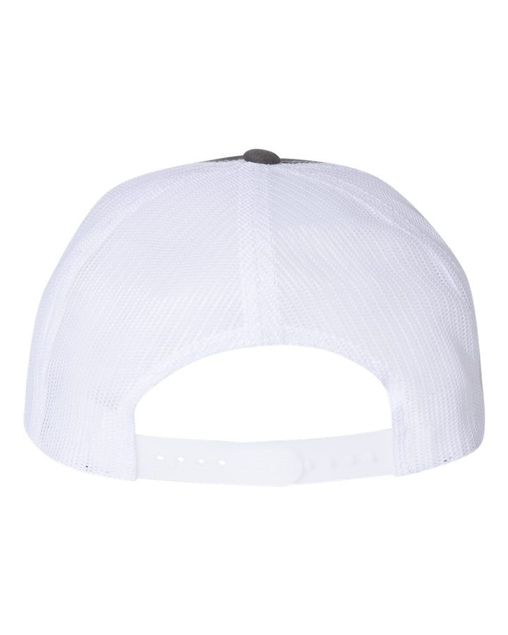 Rear View of Charcoal/ White Five-Panel Classic Trucker Cap - 6006