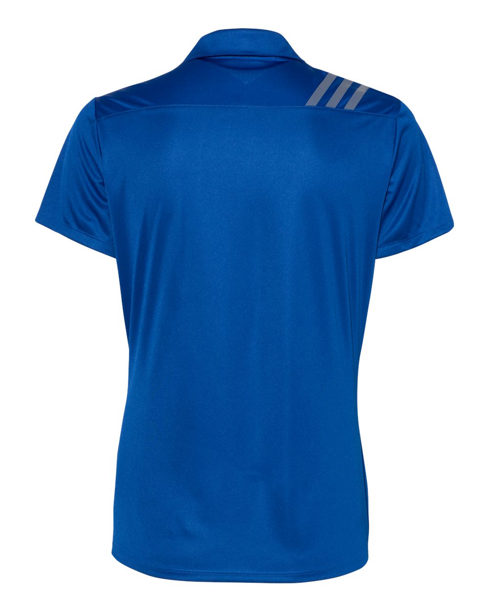 Rear View of Collegiate Royal/ Grey Three Women's 3-Stripes Shoulder Polo - A325