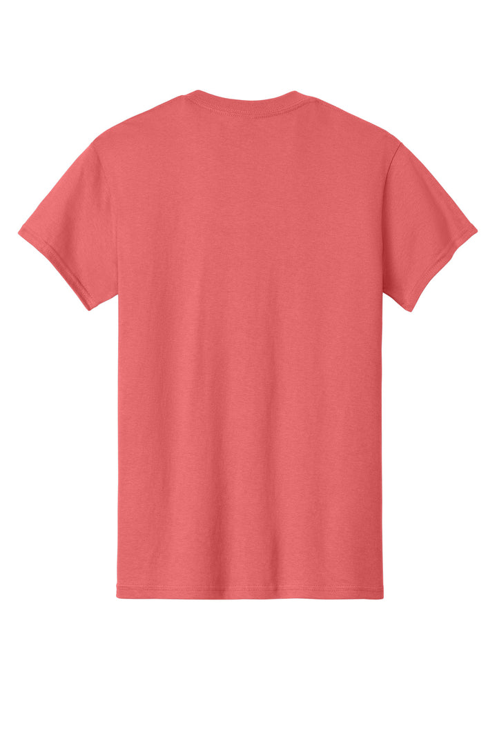 Rear View of Coral Silk Gildan - Heavy Cotton 100% Cotton T-Shirt. 5000