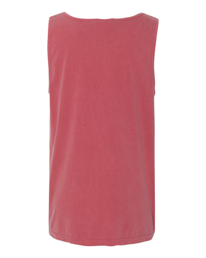Rear View of Crimson Garment-Dyed Heavyweight Tank Top - 9360