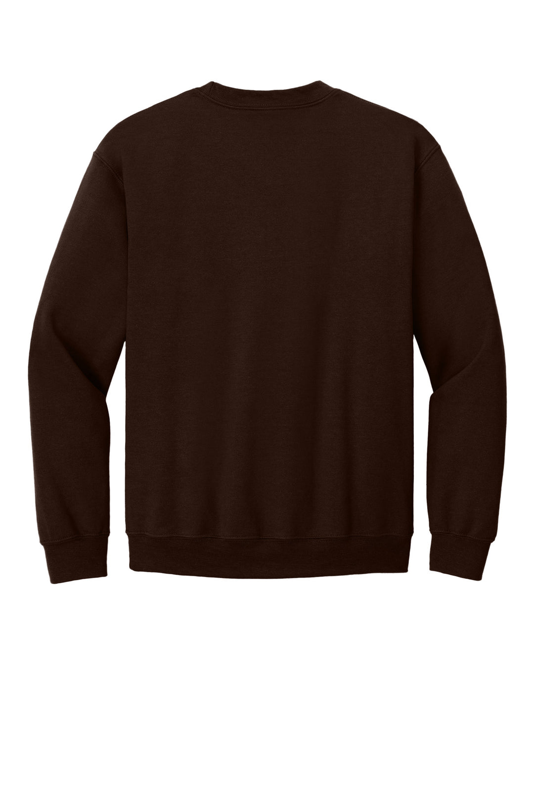 Rear View of Dark Chocolate Gildan Heavy Blend Crewneck Sweatshirt. 18000