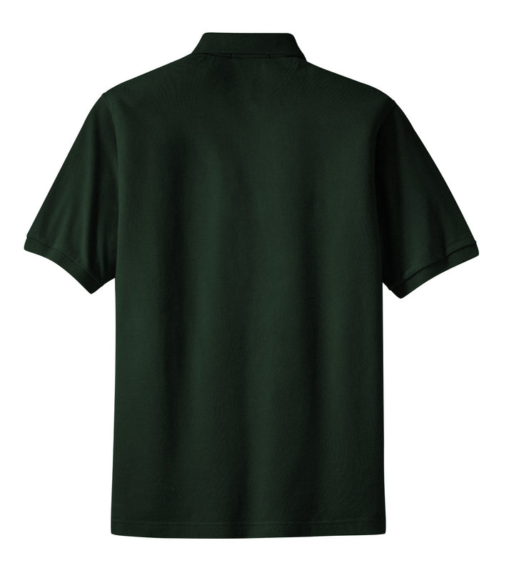 Rear View of Dark Green Port Authority Heavyweight Cotton Pique Polo with Pocket. K420P