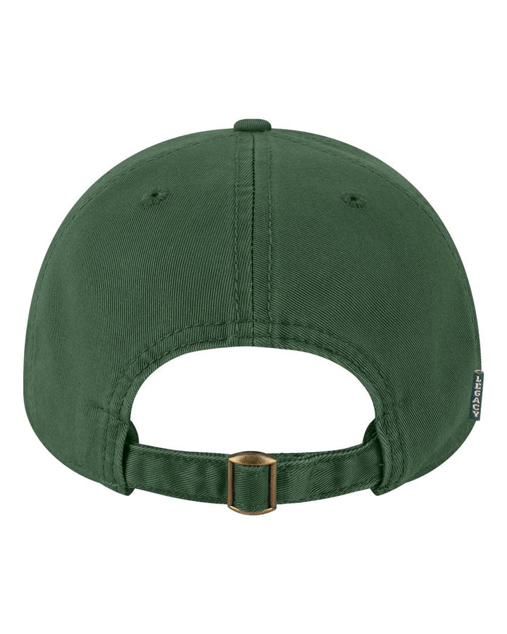 Rear View of Dark Green Relaxed Twill Dad Hat - EZA