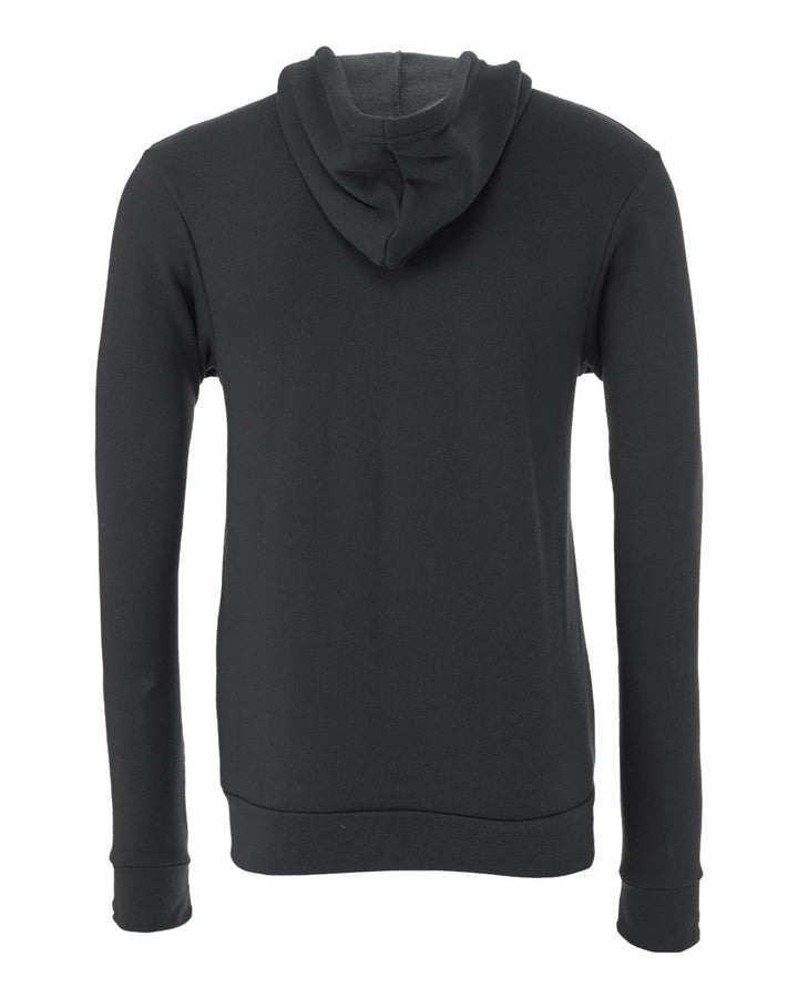 Rear View of Dark Grey Sponge Fleece Full-Zip Hoodie - 3739