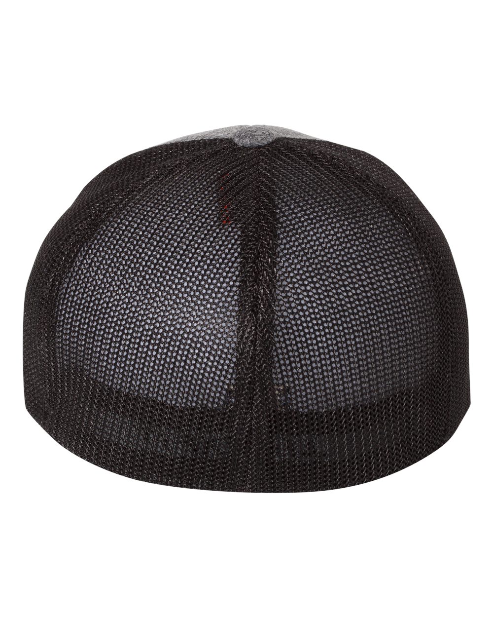 Rear View of Dark Heather Grey/ Black Mélange Trucker Cap - 6311