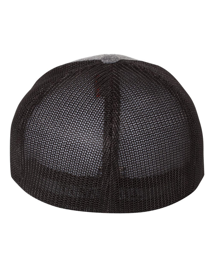 Rear View of Dark Heather Grey/ Black Mélange Trucker Cap - 6311