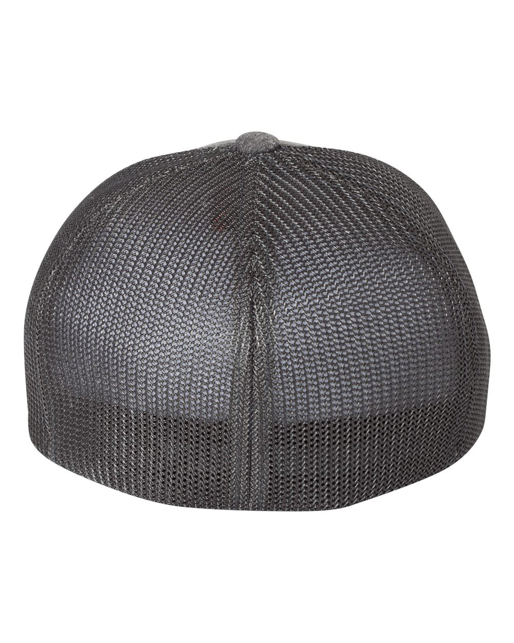 Rear View of Dark Heather Grey/ Charcoal Mélange Trucker Cap - 6311