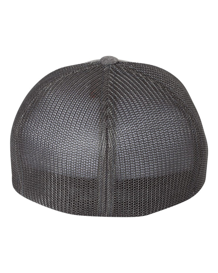Rear View of Dark Heather Grey/ Charcoal Mélange Trucker Cap - 6311